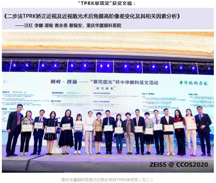 热烈祝贺重庆6686在线登录官网入口-6686(中国)汪红院长团队文稿入围“中华眼科杂志蔡司屈光杯”中华眼科征文活动并获TPRK单项奖!1.png